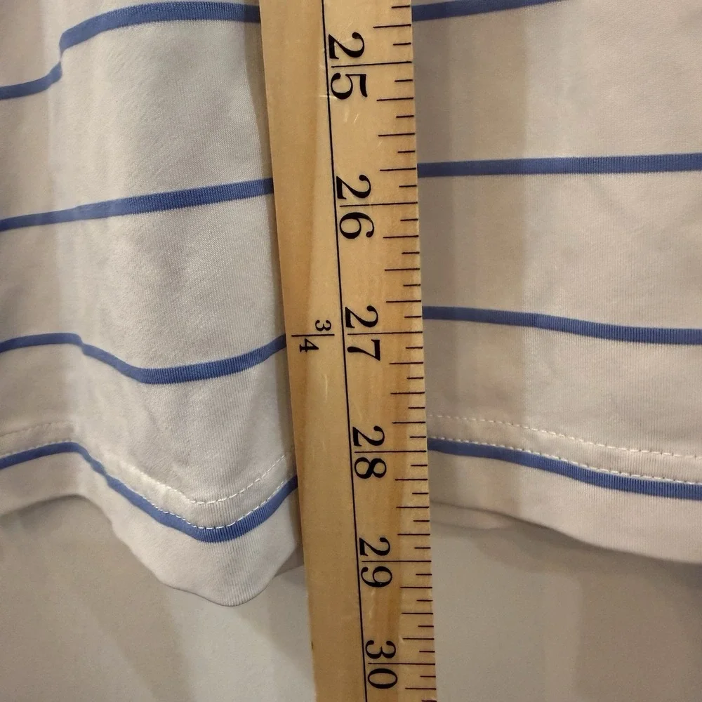 Polo Ralph Lauren White Blue Stripe Classic Fit Performance Shirt L